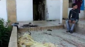 The bloodied “veranda” of a verified massacre site, perhaps of the Mustafa Abdulrazaq family, May 27.