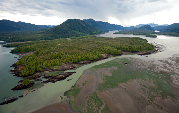 Lelu Island and Flora Bank (fore) – site of contentious proposed LNG plant  (Skeena Watershed Conservation)