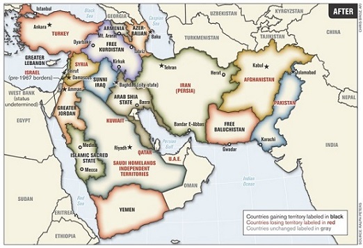 Middle East borders, as reimagined by Lt. Col. (ret.) Ralph Peters (2006).